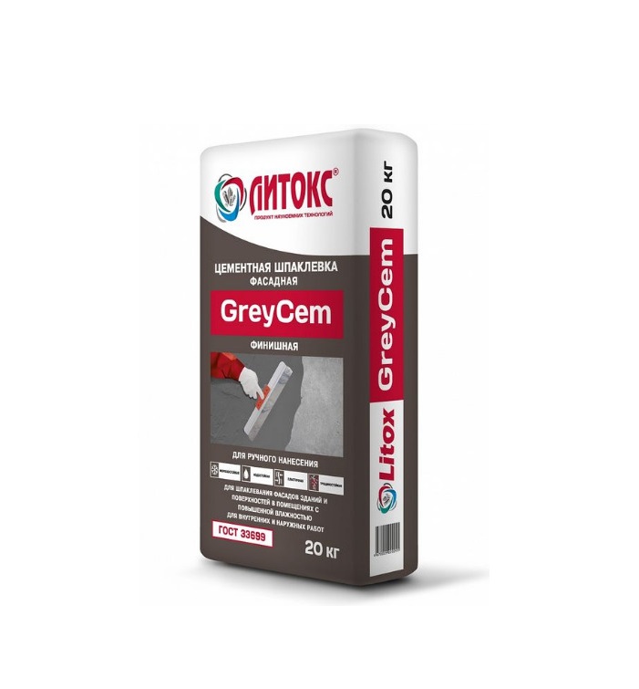 Шпатлевка GreyCem цементная 20 кг Литокс (70меш)