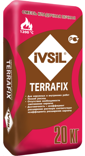 Кладочная смесь для печей и каминов  IVSIL TERRAFIX  20 кг белая (64 меш )