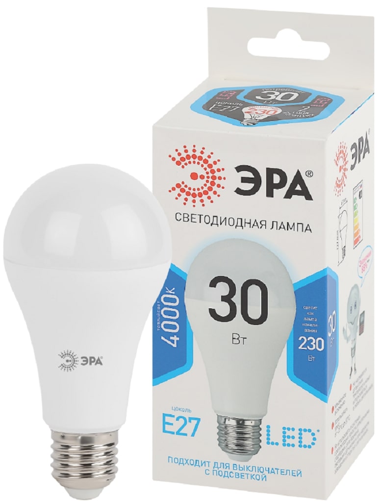 Лампа светодиод ЭРА LED A65-30W-840-Е27