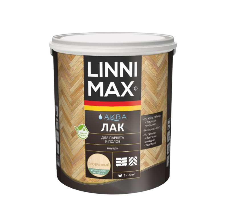 Лак акрил LINNIMAX для паркета и полов шелк-мат 2,5 л