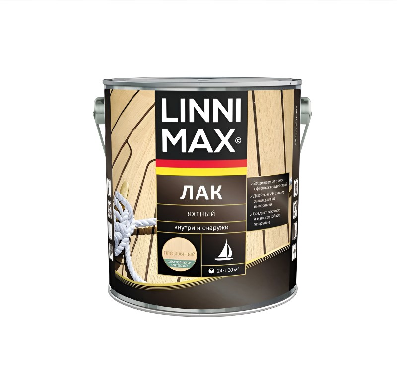 Лак алкид LINNIMAX Яхтный шелк-матовый 9 л