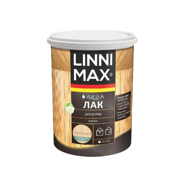 Лак акрил LINNIMAX для дерева шелк-матовый 0,9 л