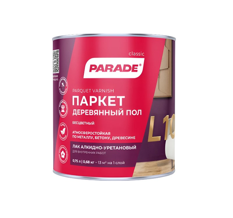 Лак алкид PARADE L10 для паркета и полов п/мат 0,75 л (0006103)