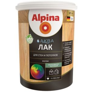 Лак акрил Альпина для стен и потолков шелковисто-матовый 0,9 л УЦЕНКА