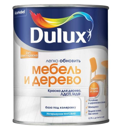 Краска Dulux Мебель и Дерево база BC 0,75 л матовая