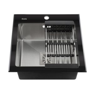 Мойка Franco сталь накладная 60х45 сифон + корзина BLACK HM6045B
