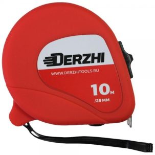 Рулетка DERZHI ЭКО с резин покрыт 10м/25мм 8425-3-100