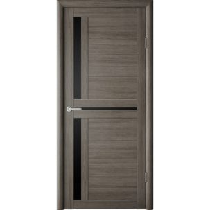 Дверное полотно Кельн 800С Экошпон Серый кедр стекло черное (Альберо) ЗАКАЗ