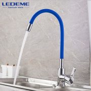 Смеситель LEDEME д/кухни силикон излив синий+хром L4898-6   Н/З