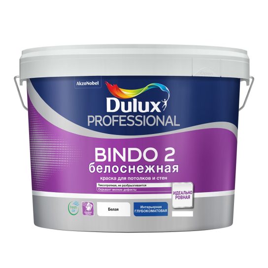 Краска в/д Dulux Bindo 2 для стен и потолков 4,5 л