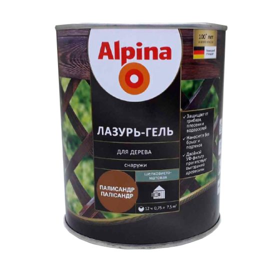 Лазурь-гель Альпина ш/мат Палисандр 0,75 л УЦЕНКА