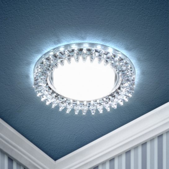 Светильник Эра DK LD20 SL/WH ЭРА декор со светодиод подсв Gx53 прозр УЦЕНКА