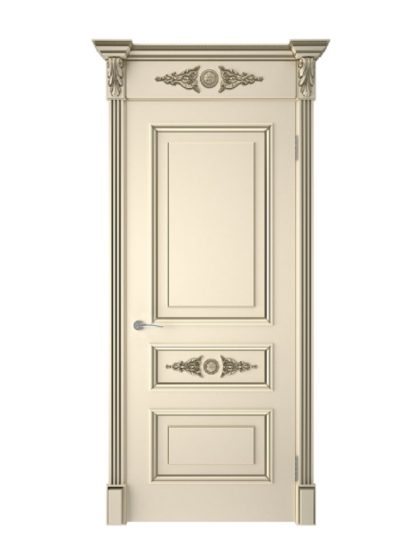 Коробка дверная с тиснением Эмаль Слоновая кость Патина шампань 800 мм верх (Кардинал-2)