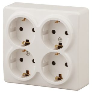 Розетка ЭРА Schuko 4х2Р+Е ОУ слон кость