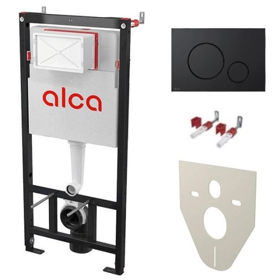 Инсталляция SET Alcaplast кнопка черн мат М678 АМ101/1120-4