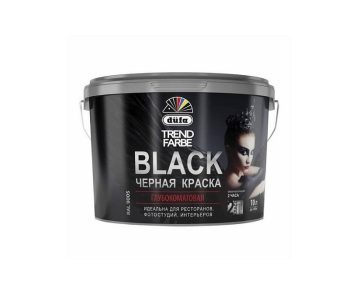 Краска в/д для стен и потолка Dufa Trend Farbe Black матовая черная 10л