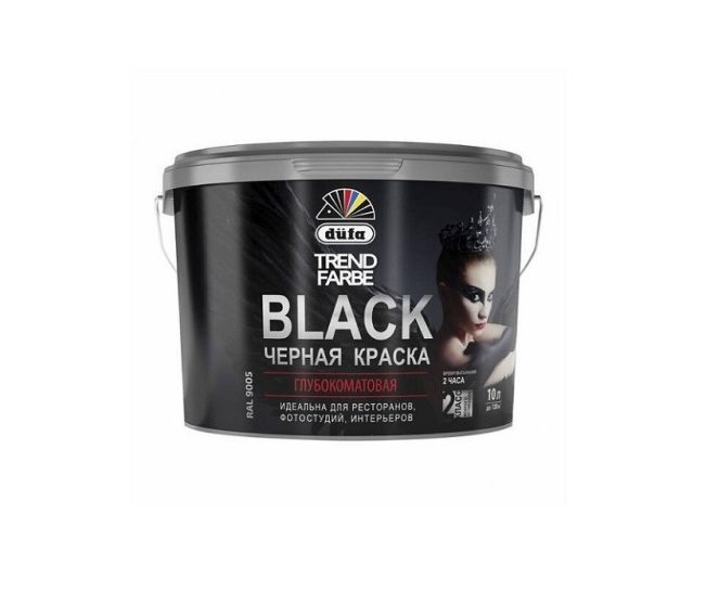 Краска в/д для стен и потолка Dufa Trend Farbe Black матовая черная 10л