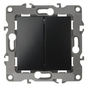 Выключатель ЭРА Schuko 2 кл ОУ антрацит