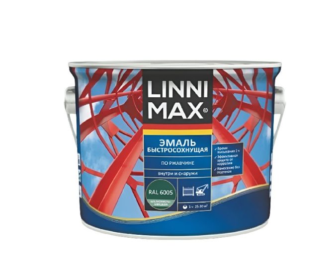 Грунт-эмаль LINNIMAX шел-мат RAL 6005 зеленый мох 2,5л