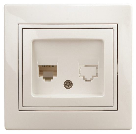 Розетка Intro информационная 1-303-02 RJ45 СУ Plano слоновая кость