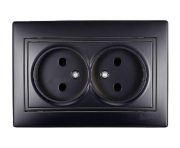 Розетка 2-ая Lezard Мира черный бархат б/з