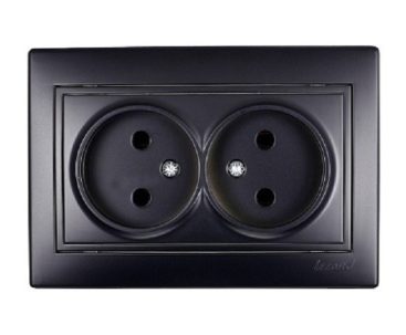 Розетка 2-ая Lezard Мира черный бархат б/з