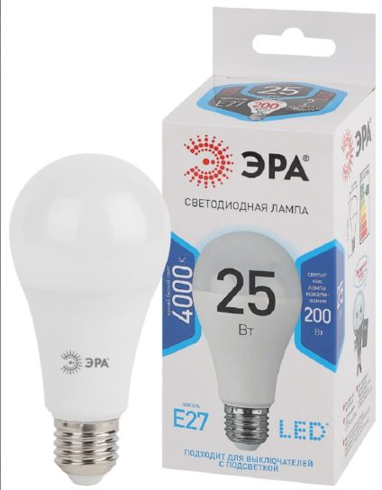 Лампа светодиод ЭРА LED A65-25W-840-Е27