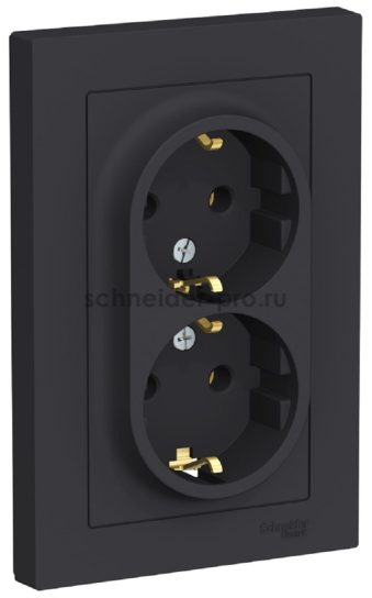 ATLASDESIGN РОЗЕТКА  2ая с заземлением 16А механизм КАРБОН