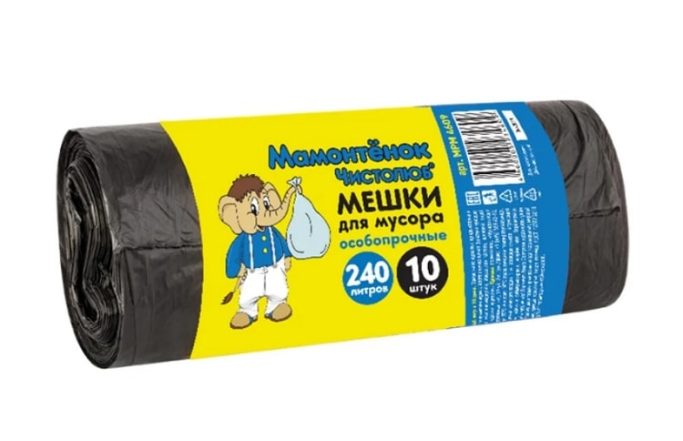 Мешки д/мусора 240 л 10 шт Мамонтенок