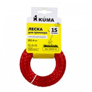 Леска нейлон с сердечником скрученный квадрат 2.4 мм KUMA 24250-003 нов