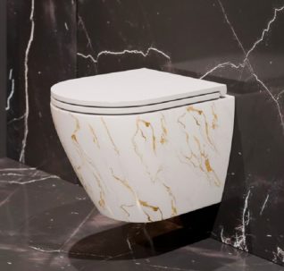 Унитаз подвесной EvaGold К704MG золотой мрамор