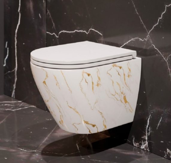 Унитаз подвесной EvaGold К704MG золотой мрамор