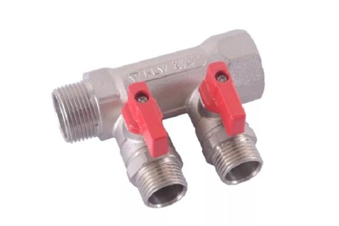 Коллектор с отсек шаров кран никель НР 2 вых 1х1/2 HLV 109580 УЦЕНКА