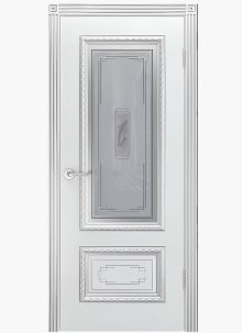 Дверное полотно Дуэт R В2 Эмаль белая/Серебро 400С узор 2