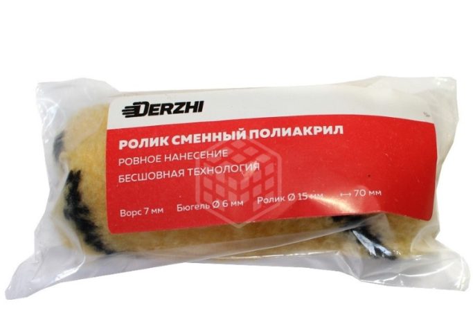 Ролик Тигр 15х70мм  маляр сменный ворс 7мм бюгель 6мм  DERZHI МАСТЕР 04-61507