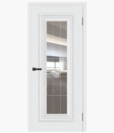 Дверное полотно Парма-1 Эмаль белая 900С гравировка/рефлектив