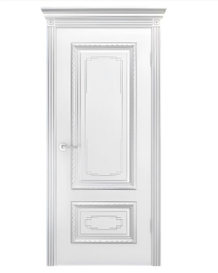 Дверное полотно Дуэт R В2 Эмаль белая/Серебро 900Г