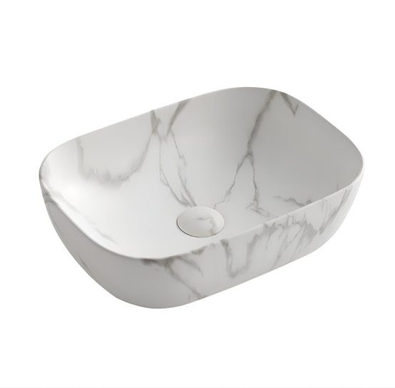 Раковина накладная Redo 460х320х140 RD-429А-MR белый мрамор