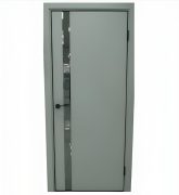 Дверное полотно Нова-1 ПП Грей 600 Зеркало Графит кромка черная