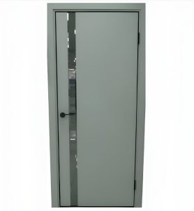 Дверное полотно Нова-1 ПП Грей 600 Зеркало Графит кромка черная