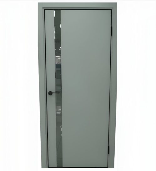 Дверное полотно Нова-1 ПП Грей 600 Зеркало Графит кромка черная