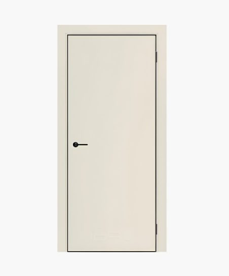 Дверное полотно Порта-50 Гладкая Шеллак крем Черная алюм кромка 800х2000 мм