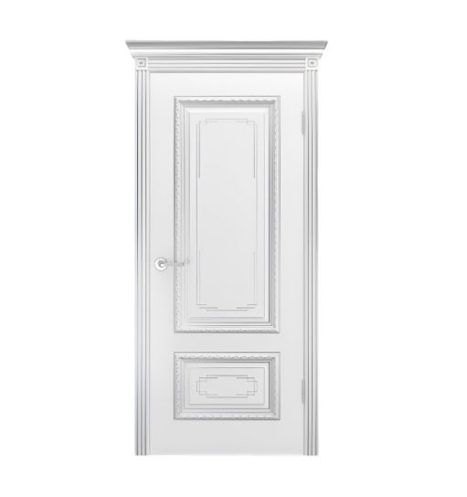 Дверное полотно Дуэт R В2 Эмаль белая/серебро 400Г