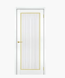 Дверное полотно Эра белый ЭВО ПЭТ 800Г золото молдинг