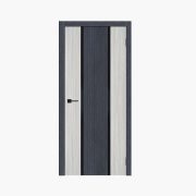 Дверное полотно Легенд-2 Сиена белая/Бетон антрацит 800С черное стекло