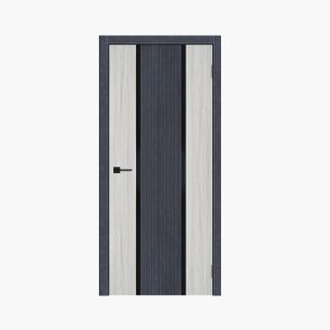 Дверное полотно Легенд-2 Сиена белая/Бетон антрацит 800С черное стекло