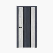 Дверное полотно Легенд-2 Сиена белая/Бетон антрацит 600С черное стекло