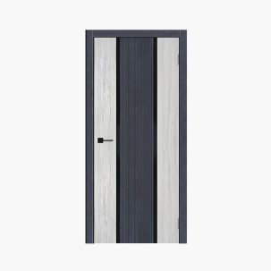 Дверное полотно Легенд-2 Сиена белая/Бетон антрацит 600С черное стекло