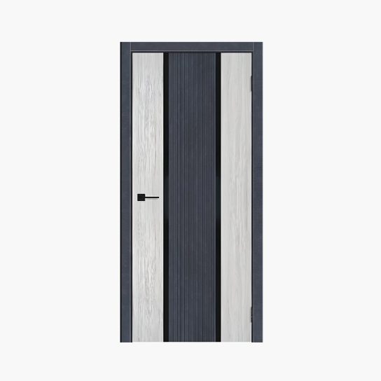 Дверное полотно Легенд-2 Сиена белая/Бетон антрацит 600С черное стекло