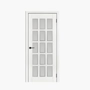 Дверное полотно Английская решетка 15 Белый жемчуг 800С сатинированный фацет